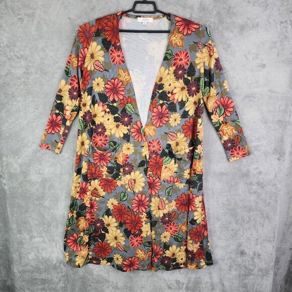 Women's Lularoe Multicolor Floral Open Front Cardigan Casual Long Sleeve Size M - Picture 2 of 13